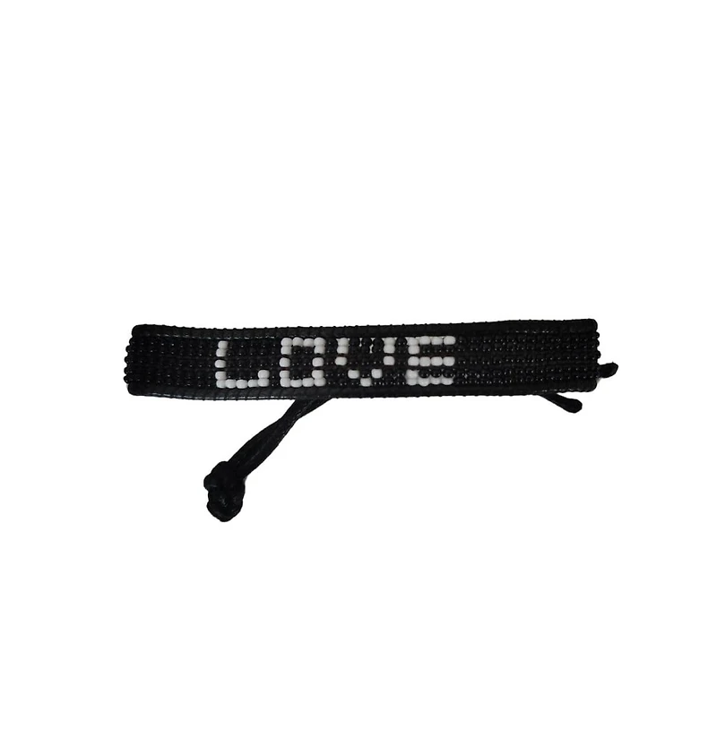 Black & White Love Beaded Bracelet – Handmade with Purpose