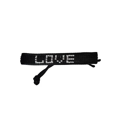 Black & White Love Beaded Bracelet – Handmade with Purpose