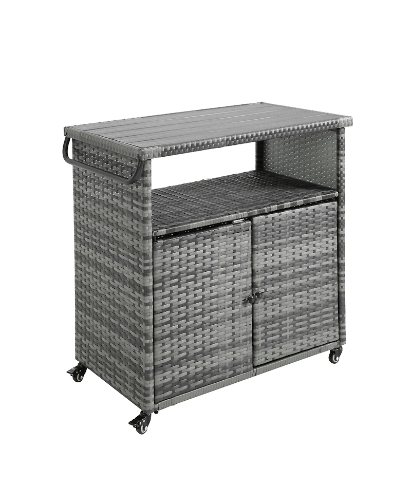 Mondawe Large Wicker Kitchen Cart with Extendable Stainless Top