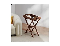 Tray Table with Removable Tray Top for Convenient Serving and Versatile Use on Patio and in Garden