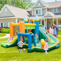 Inflatable Water Slide with Dual Slides and Splash Pool Bounce House with 735W Blower - Multi