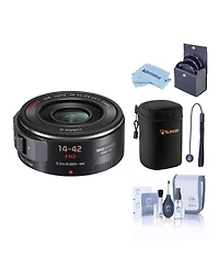 Panasonic Lumix G X Vario Pz 14-42mm f/3.5-5.6 Aspherical Lens for Micro Four Thirds, Black, Bundle with 37mm Filter Kit, Lens Case, Cleaning Kit,