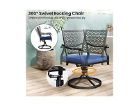 2 Pieces Outdoor Swivel Chairs Patio Dining with Padded Cushions