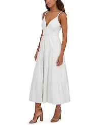 Siena Women's Cotton-Blend Spaghetti-Strap Tiered Maxi Dress