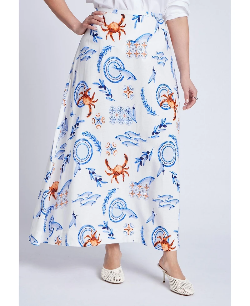 Eloquii Women's Printed Full Skirt