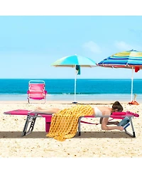 5 Position Folding Chaise Lounge Chair for Outdoor Patio Pool or Garden Relaxation