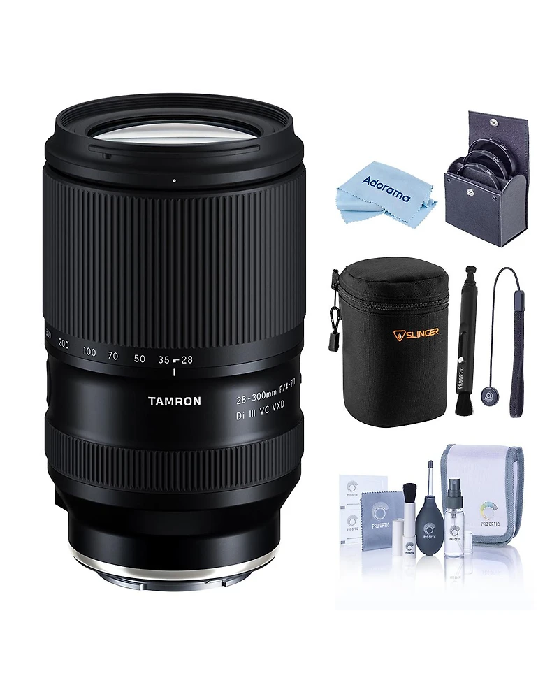 Tamron 28-300mm f/4-7.1 Di Iii Vc Vxd Lens for Sony E, Black, Bundle with 67mm Filter Kit, Lens Case, Cleaning Kit, Lens Cap Tether and Cleaning Cloth
