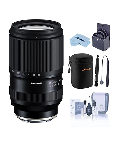 Tamron 28-300mm f/4-7.1 Di Iii Vc Vxd Lens for Sony E, Black, Bundle with 67mm Filter Kit, Lens Case, Cleaning Kit, Lens Cap Tether and Cleaning Cloth