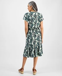 Style & Co Women's Printed Short-Sleeve Tiered Dress, Exclusively at Macy's