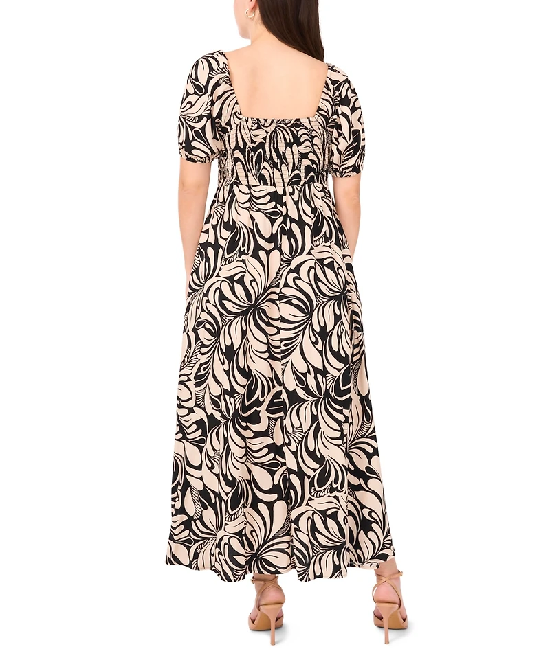 Msk Petite Square-Neck Short-Sleeve Maxi Dress