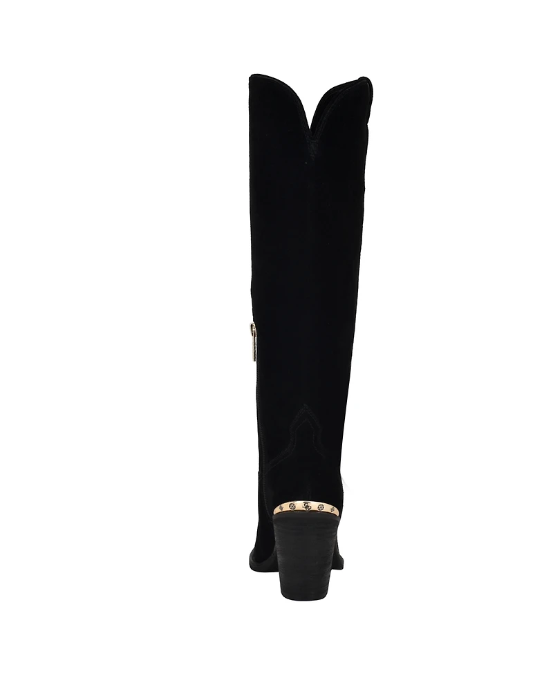 Guess Women's Sashan Knee-High Topstitched Western Boots