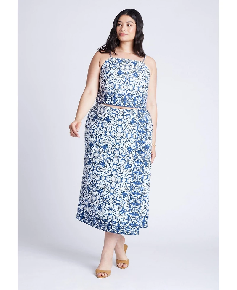 Eloquii Women's Border Print Midi Skirt
