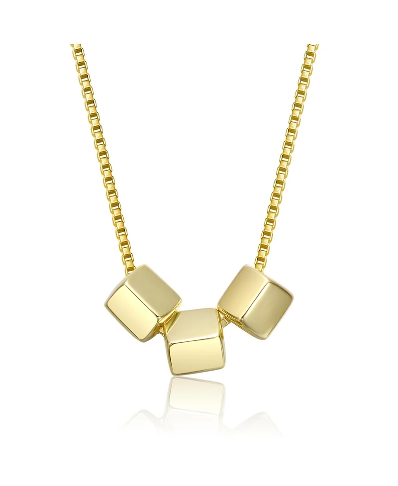Rachel Glauber 14K Gold Plated with Cube Shaped Beaded Necklace