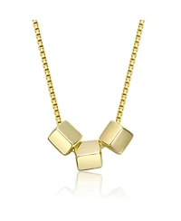 Rachel Glauber 14K Gold Plated with Cube Shaped Beaded Necklace