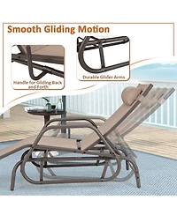 Gymax Patio Chaise Lounge Glider Recliner Chair Adjustable Sturdy Metal Frame Outdoor