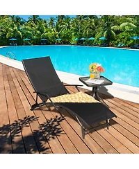 Gymax Set of 2 Foldable Patio Chaise Lounge w/ 5-level Backrest Outdoor Recliner Chair