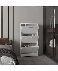 Crocker Shoe Rack, 3 Doors, Shelves, White