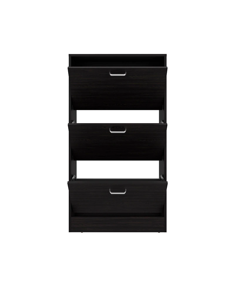 Crocker Shoe Rack, 3 Doors, Shelves, White