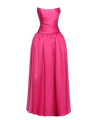 Miss Circle Women's Walterina Fuchsia Satin Strapless Drop Waist Corset Gown