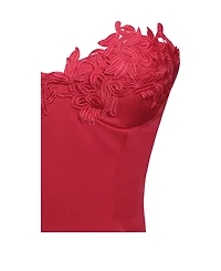 Miss Circle Women's Sacha Red Lace Drop Waist Corset Puffy Mini Dress