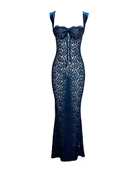 Miss Circle Women's Veronica Teal Lace Maxi Dress