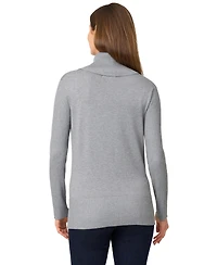 Melissa Paige Petite Cowlneck High-Low Side-Slit Sweater