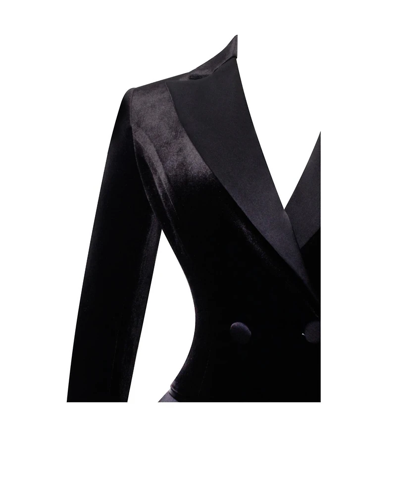 Miss Circle Women's Calista Black Velvet Blazer Mini Dress
