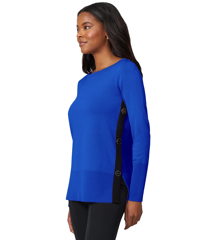 Melissa Paige Petite Tipped Side-Button Tunic Sweater