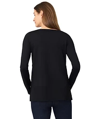 Melissa Paige Petite Tipped Side-Button Tunic Sweater