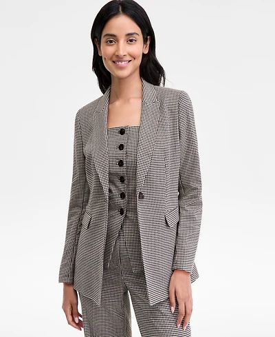 Anne Klein Women's Single-Button Houndstooth-Print Blazer