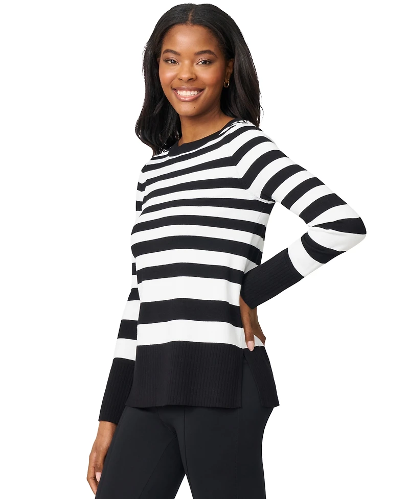 Melissa Paige Women's Striped Scoop Neck Tunic Sweater