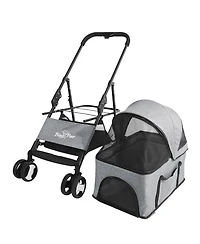 Bingopaw DetBINGOPAW 3 in 1 Dog Stroller with Detachable Carrier 4 Wheels Pet Travel Strolling Cart
