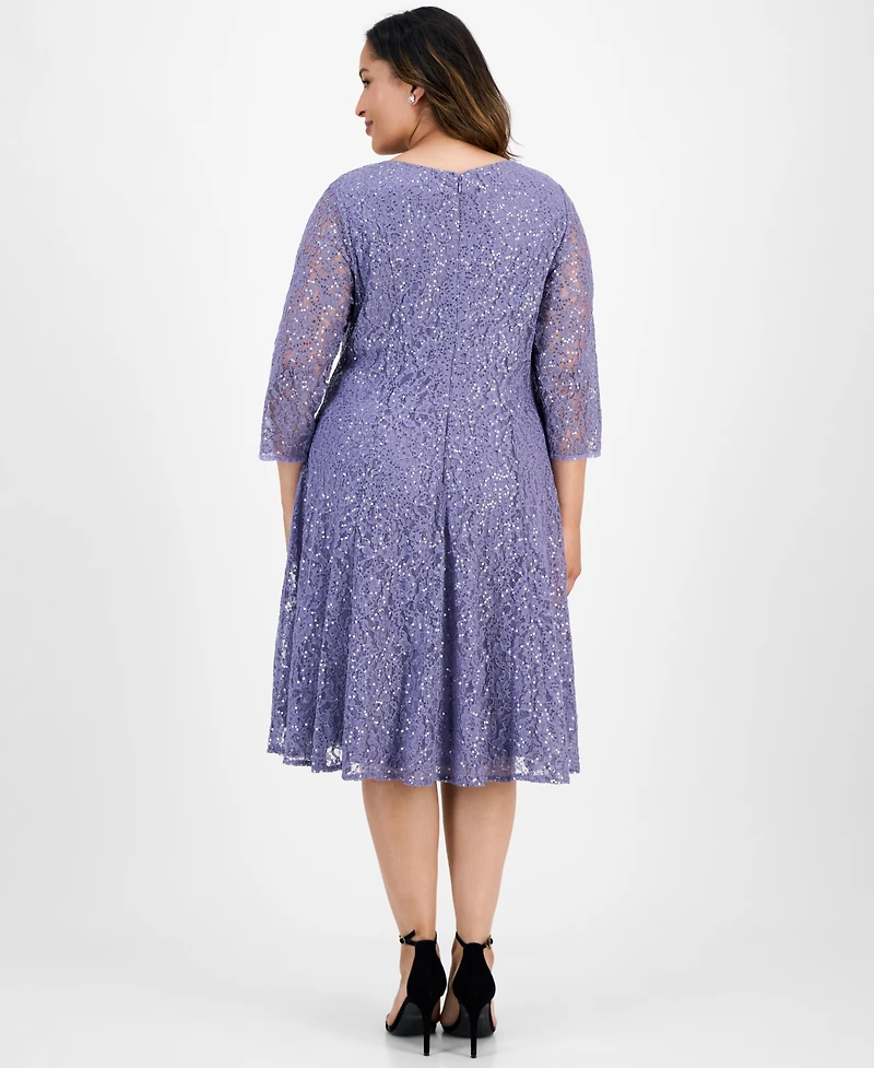 Sl Fashions Plus Size Sequined Lace Dress