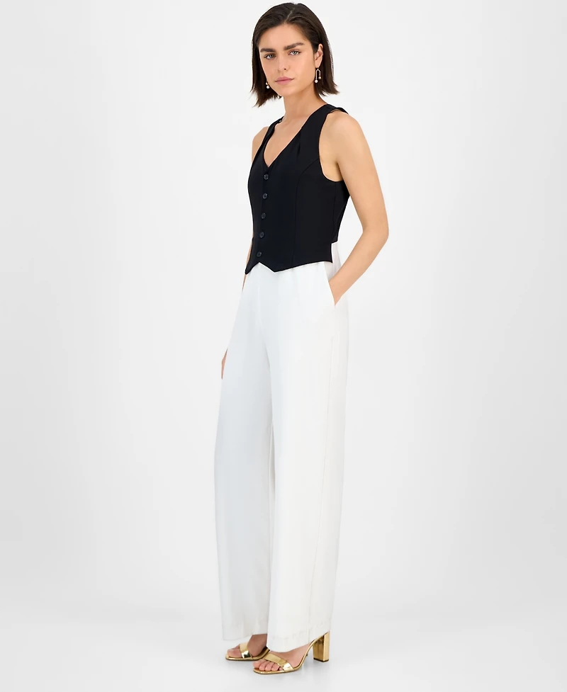 Tahari Asl Women's Colorblocked Vest Jumpsuit