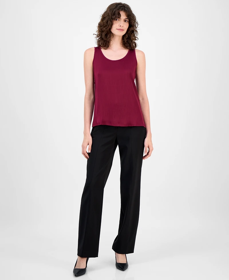 Anne Klein Women's Crinkled Scoop-Neck Sleeveless Top