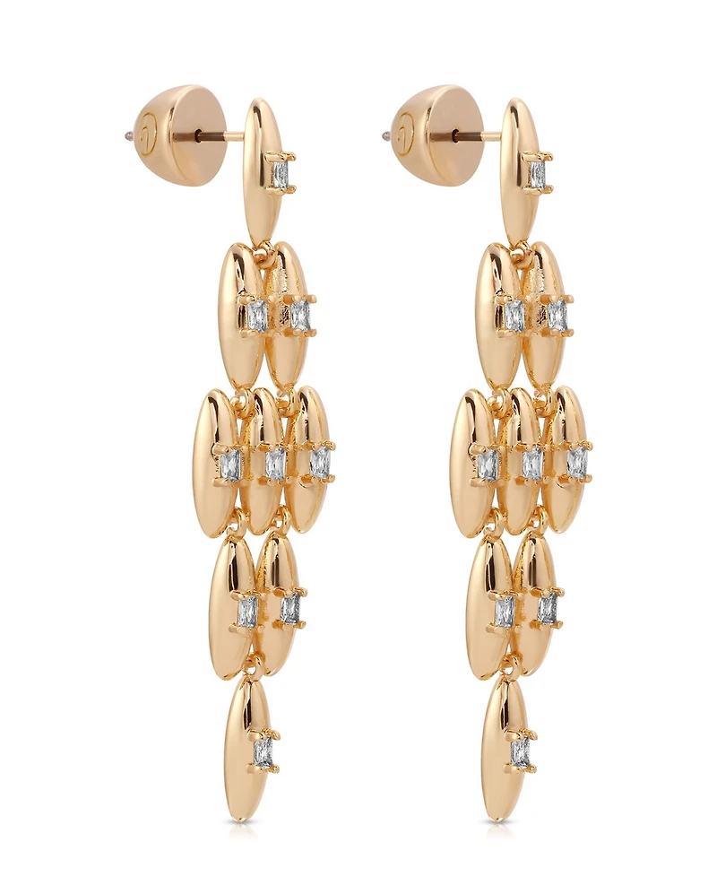 Ettika Oval Dome Baguette Diamond Shape Dangle Earrings