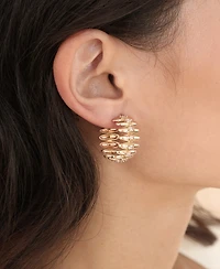 Ettika Thick Oval Dome Baguette Hoop Earrings