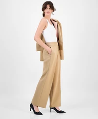 Anne Klein Women's High-Rise Pleated Wide-Leg Ultra-Fine-Twill Pants