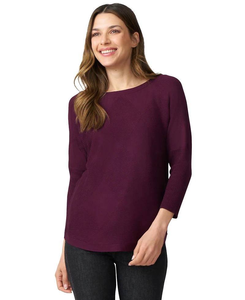 Melissa Paige Petite Diamond-Knit Dolman-Sleeve Sweater