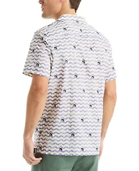 Jaws x Nautica Men's Classic-Fit Printed Button-Down Camp Shirt
