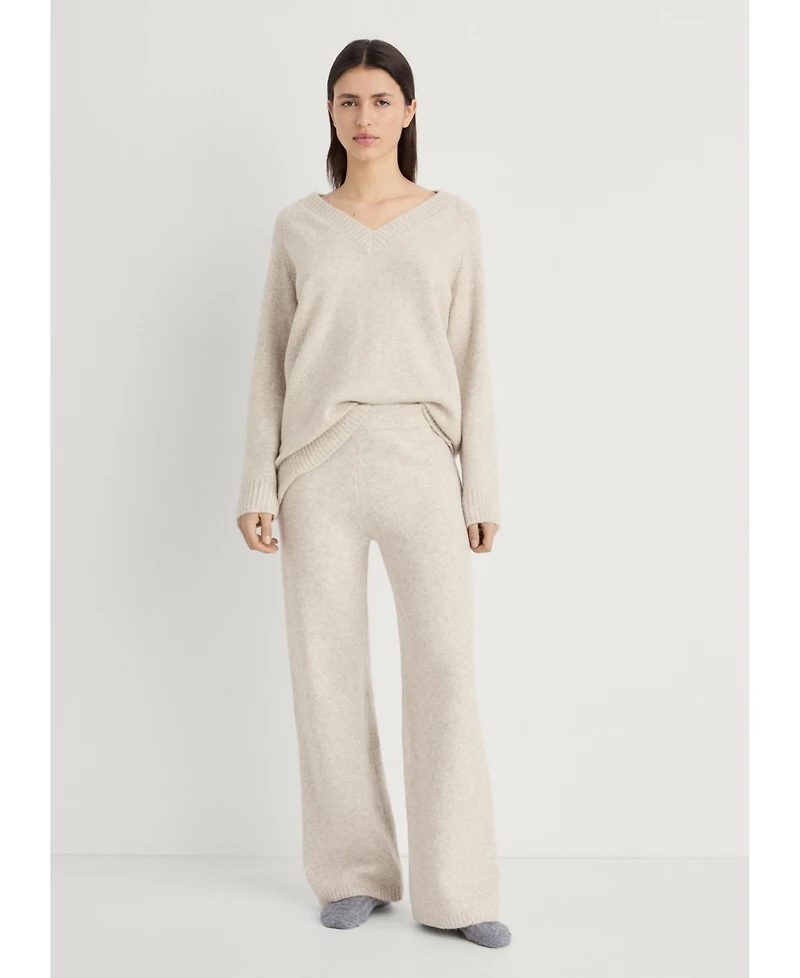 Mango Women's V-Neck Plain Knit Sweater