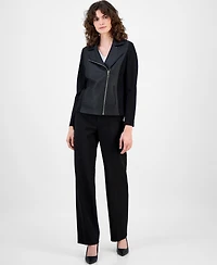 Anne Klein Petite Textured Motorcycle Jacket