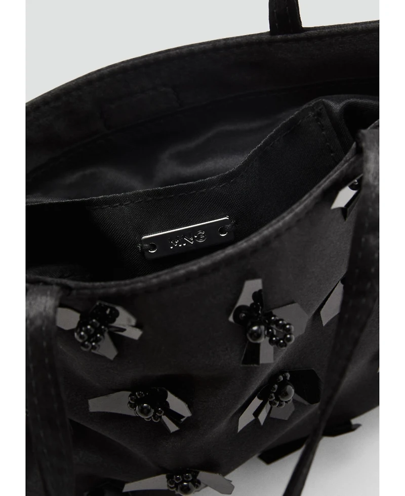 Mango Women's Flower Applique Handbag