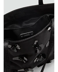 Mango Women's Flower Applique Handbag