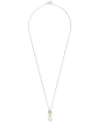 Cultured Freshwater Pearl (7mm) & Diamond (1/20 ct. t.w.) 18" Pendant Necklace in 10k Gold