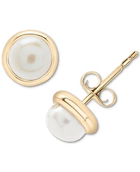 Cultured Freshwater Pearl (5mm) Stud Earrings in 10k Yellow Gold