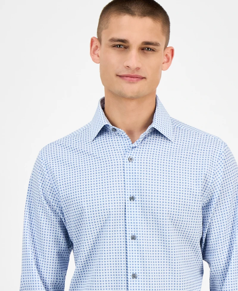 Alfani Men's Slim-Fit Long Sleeve Geo Pattern Button-Front Performance Dress Shirt, Exclusively at Macy's