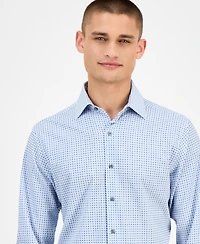 Alfani Men's Slim-Fit Long Sleeve Geo Pattern Button-Front Performance Dress Shirt, Exclusively at Macy's