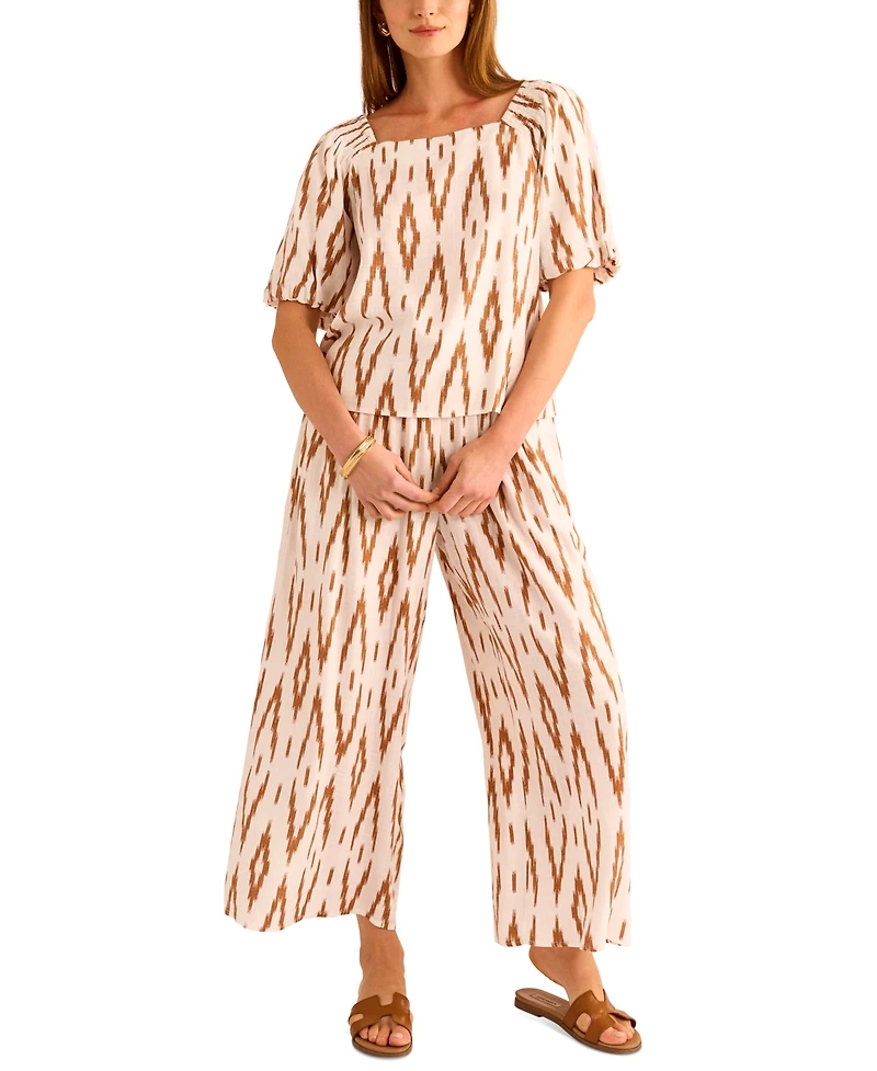 Vince Camuto Women's Printed Pull-On Wide-Leg Pants