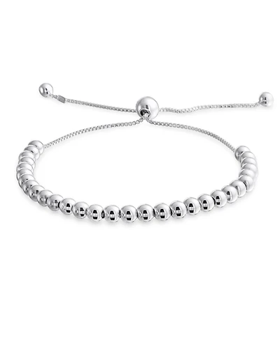 Bling Jewelry Minimalist Layering .925 Sterling Silver 3MM Seed Bead Bolo Slide Bracelet Adjustable Slide 6.5- 8 Inch
